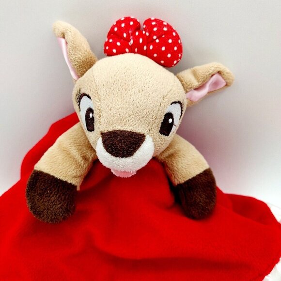 Rudolph Clarice Babys 1st Lovey Christmas Security Blanket Red White Satin - Picture 3 of 6